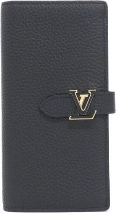 Louis Vuitton Black Leather Long Wallet (Bi-Fold) (Pre-Owned)