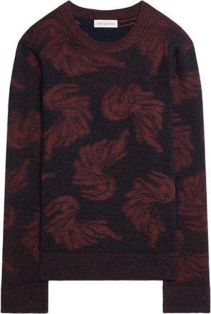 Dries Van Noten Jacquard Sweater - Heren - Ronde hals truien - Veelkleurig - S - Katoen - Truien & Vesten
