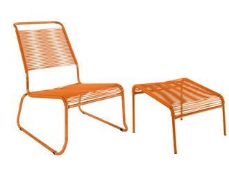 Schubiger M&ouml;bel Spaghetti-Kufen-Lounger-Hochlehner + Hocker S&auml;ntis