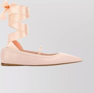 Ferragamo leather carice ballerinas ribbon detail