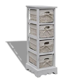 vidaXL Estanter&iacute;a Con 4 Cestas Tejidas Madera Blanco Vidaxl