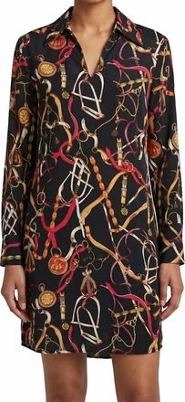 Esqualo Equestrian Print Shirt Dress In Black Multi