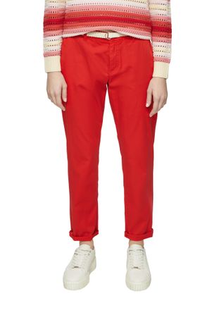 s.Oliver Chinohose S.OLIVER, Damen, Gr. 34, N-Gr, rot, Web, Obermaterial: 98% Baumwolle, 2% Elasthan, unifarben, lang, Hosen Chinohose, mit G&uuml;rtel