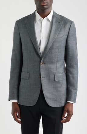 Canali Grey Slub Wool & Silk Blend Sport Coat at Nordstrom, Size 40 Us