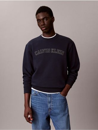Calvin Klein Jeans Calvin Klein Mens Varsity Logo Graphic Fleece Sweatshirt - Navy - 2XL