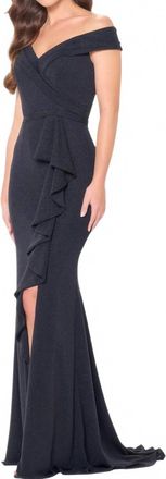Cameron Blake Cb3236 Off The Shoulder Stretch Dress In Black