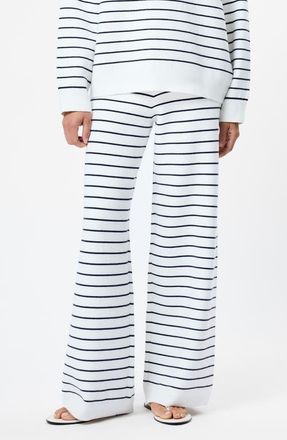French Connection Marley Striped Knit Wide Leg Pants in 10-White-Marine at Nordstrom, Size X-Small