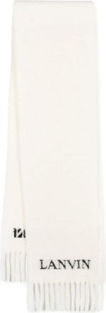 Lanvin intarsia-logo fringed scarf - unisex - Wool/Alpaca/Polyamide - One Size - Neutrals