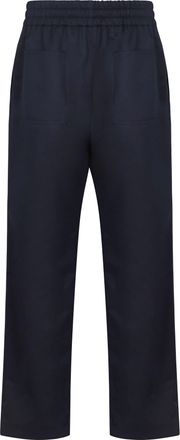 Bottega Veneta Mens Silk And Cotton Twill Trousers Blue