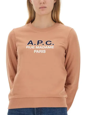 A.P.C. Logo-Embroidered Cotton Sweatshirt - Pink