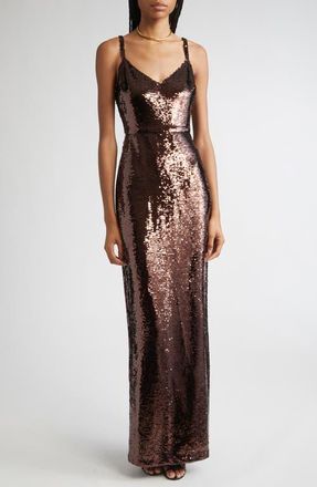 L'agence Karma Sequin Maxi Dress in Chocolate at Nordstrom, Size 12