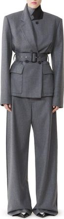 Lanvin Belted Jacket In Wool Flannel in Heather Grey at Nordstrom, Size 38