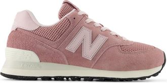 New Balance 574 su&egrave;de sneakers met sleehak voor dames (Roze)