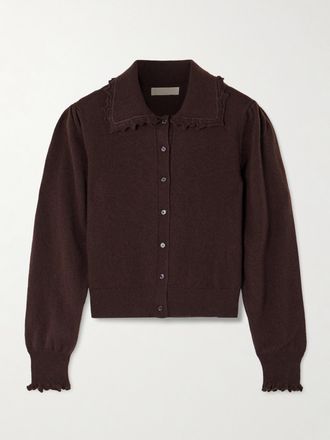 Ulla Johnson Cardigan In Cashmere Con Ruches Kalila - Marrone