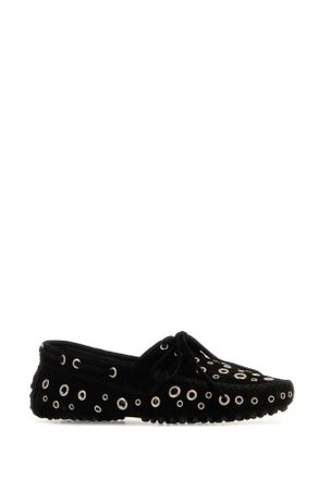 Gimaguas Womens Black Suede Car Loafers Mocassini