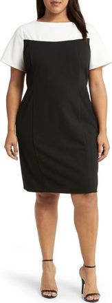 Maggy London Colorblock Sheath Dress in Black at Nordstrom Rack, Size 16W