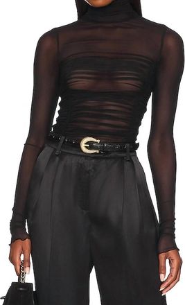 Free People Under It All Long Sleeve Mock Neck Bodysuit In Black