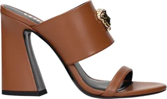 Versace Brown Leather Stiletto Heel Womens Sandals