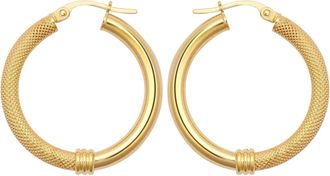 Jewelco London 9ct Gold Snake Skin Mesh Styles Clash 3mm Hoop Earrings 26mm - JER805C