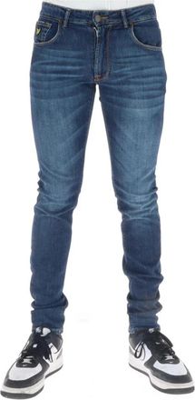 Lyle & Scott Blue Print Jeans met Worn-out Effect - Heren - Slim Fit Jeans - Blauw - W31 - Katoen - Jeans