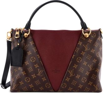 Louis Vuitton V Tote leren MM schoudertas met monogram canvas - Bruin