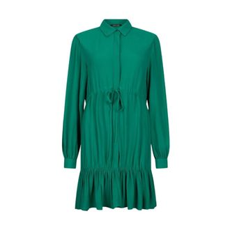 Roberto Cavalli Short Dresses, female, Green, Size: 2XS Mini Shirt Dress With Drawstring Waist