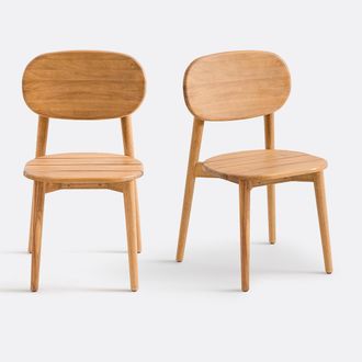 La Redoute Interieurs Set van 2 tuinstoelen in massief acacia, stapelbaar, ROSIE