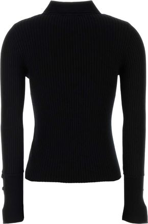 Courr&egrave;ges Womens Black Viscose Blend Polo Shirt Exterior: Polyester T-shirts And Polos