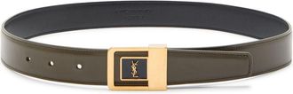 Saint Laurent Logo-plaque Leather Belt - Green - 90 (UK 14 / XL)