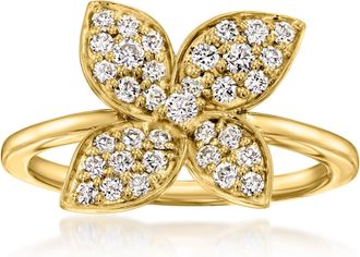 Ross-Simons Lab-Grown Diamond Flower Ring in 18kt Gold Over Sterling