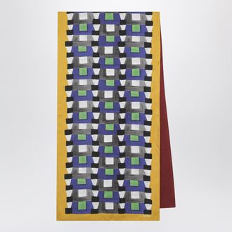Miu Miu Foulard stampato in twill di seta indaco/senape