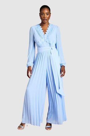 Coast Pleated Leg Tie Waist Jumpsuit in Cornflower Blue at Nordstrom, Size 10