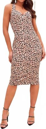 Lavish Alice Underwired Bustier Satin Midi Dress In Leopard Print