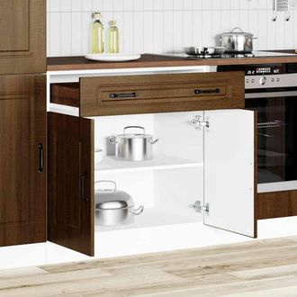 Berkfield Home Kitchen Base Cabinet Kalmar Brown Oak Engineered Wood