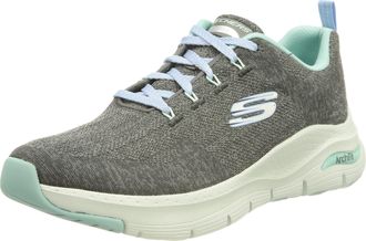 Skechers Womens Arch FIT Comfy Wave Sneaker, Charcoal Knit/Blue Trim, 5.5 UK