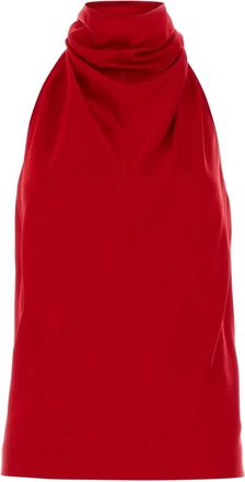 Stella McCartney Satijnen haltertop - Rood