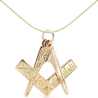 Jewelco London 9ct Gold Opening Closing Square & Compass Masonic Pendant