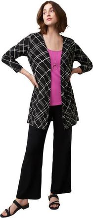 Jessica London Everyday Stretch Knit Open Front Cardigan in Black Bias Stripe at Nordstrom, Size 12