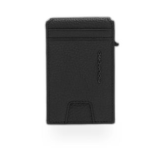 Piquadro Accessoires, Heren, Zwart, ONE Size, Leer, 3-Sleuf Lederen Pop-Up Kaarthouder