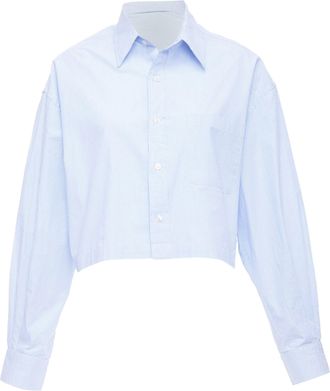 R13 SW Stripe Oversized Cropped Button Up Shirt