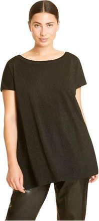 Marina Rinaldi Casual Katoenen T-shirt voor Vrouwen - Dames - T-shirts - Zwart - M - Katoen - Tops