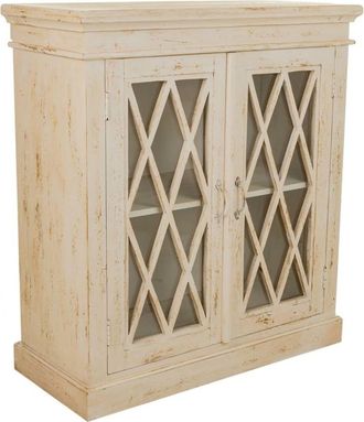 Wanderlust Deco Recibidor-aparador de madera y cristal artesanal blanco 90x40x100