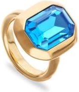 UNOde50 Gold-Tone Ring with Emerald-Cut Blue Crystal at Nordstrom, Size 9.5