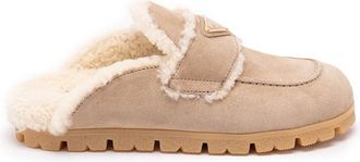 Prada Suede And Shearling Mules
