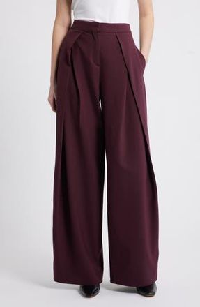 Mango Laura Pleated Wide Leg Pants in Maroon at Nordstrom Rack, Size 4