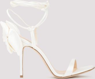 Magda Butrym White Flower Satin Heels