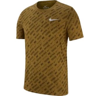 Nike Mens Dri-Fit Khaki Green All-Over Logo T-Shirt Cotton - Size Medium