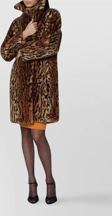 Stand Studio leopard print faux fur single breasted coat