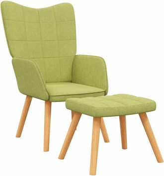 vidaXL Silla De Relajaci&oacute;n Con Taburete De Tela Verde Vidaxl