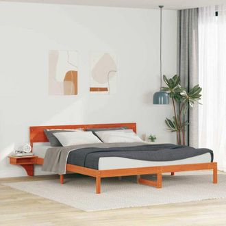 vidaXL Estructura De Cama Marr&oacute;n Cera Madera Maciza De Pino Vidaxl